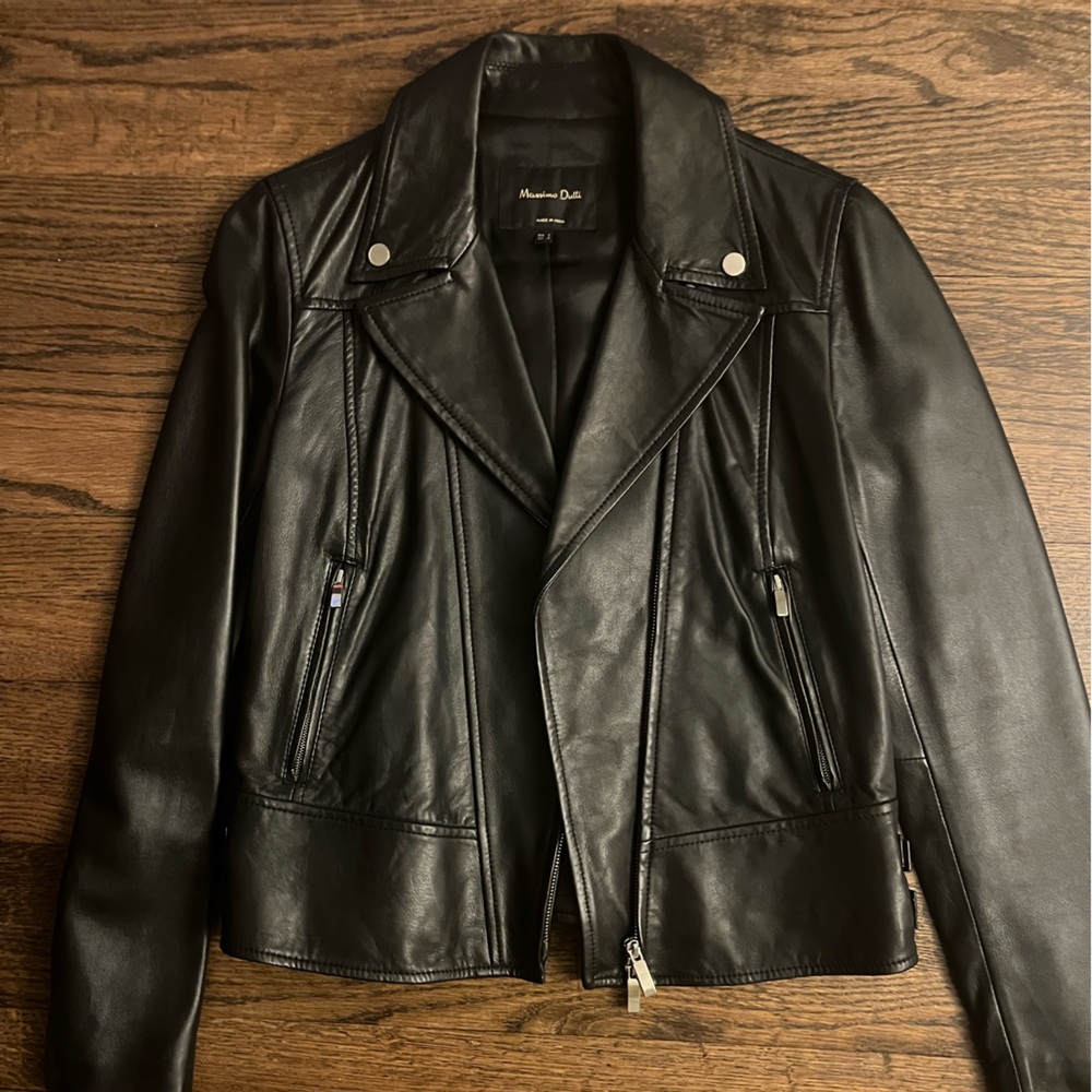 Massimo Dutti Black Leather Outerwear